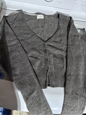 Wilfred Charcoal V-Neck Button Front Cardigan
